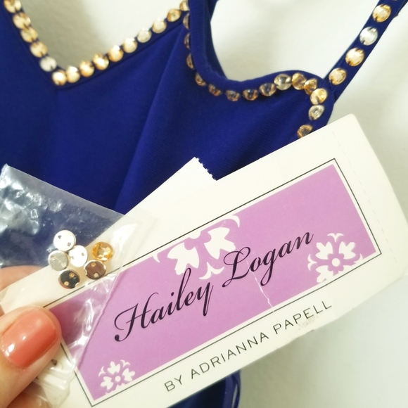 Adrianne Papell Cobalt Blue Formal Dress Rhinestone Crystal Straps Designer NWT - Picture 5 of 15
